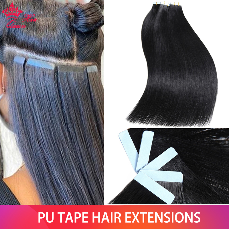 Queen Hair Products Straight PU Skin Weft Hand Ti..